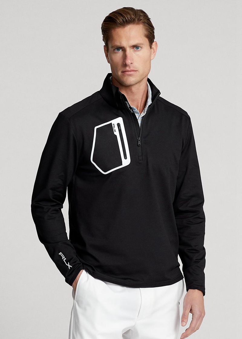 RLX ゴルフ トレーナー メンズ 黒 Performance ジャージー Quarter-zip プルオーバー ECNVI4061